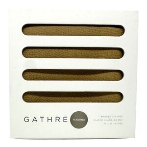 Gathre Scalloped Bonded Leather Micro Baby Diaper Changing Mat Brown 14x22 NEW